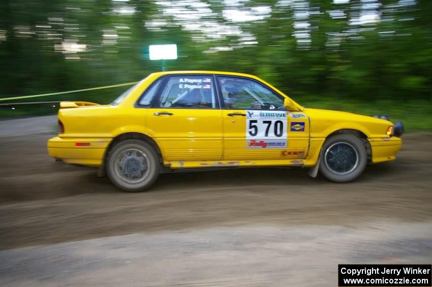 Erik Payeur / Adam Payeur Mitsubishi Galant drifts through a 90-right on SS2, Spur 2.