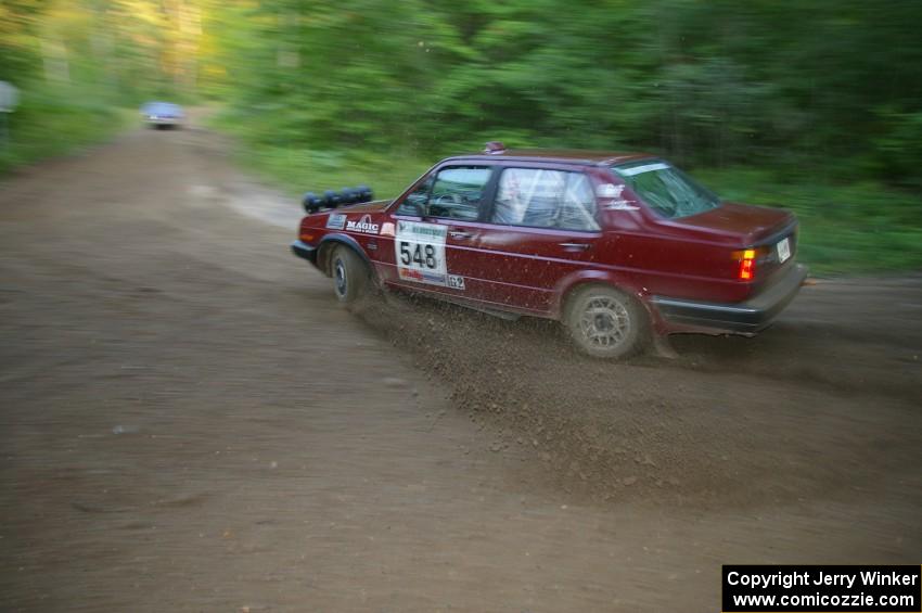 Matt Bushore / Andy Bushore VW Jetta drifts through a 90-right on SS2, Spur 2.
