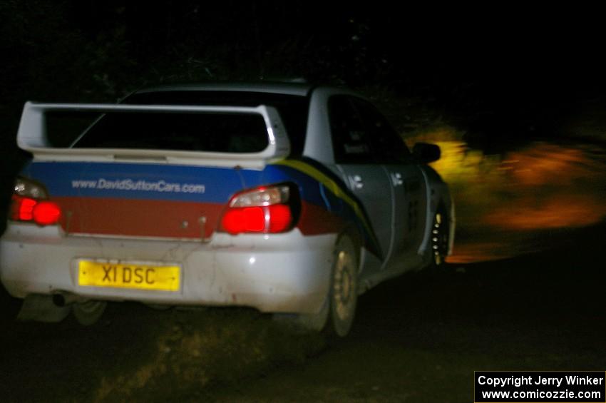 Stig Blomqvist / Ana Goni Subaru WRX STi comes out of a 90-left on SS7, Blue Trail.