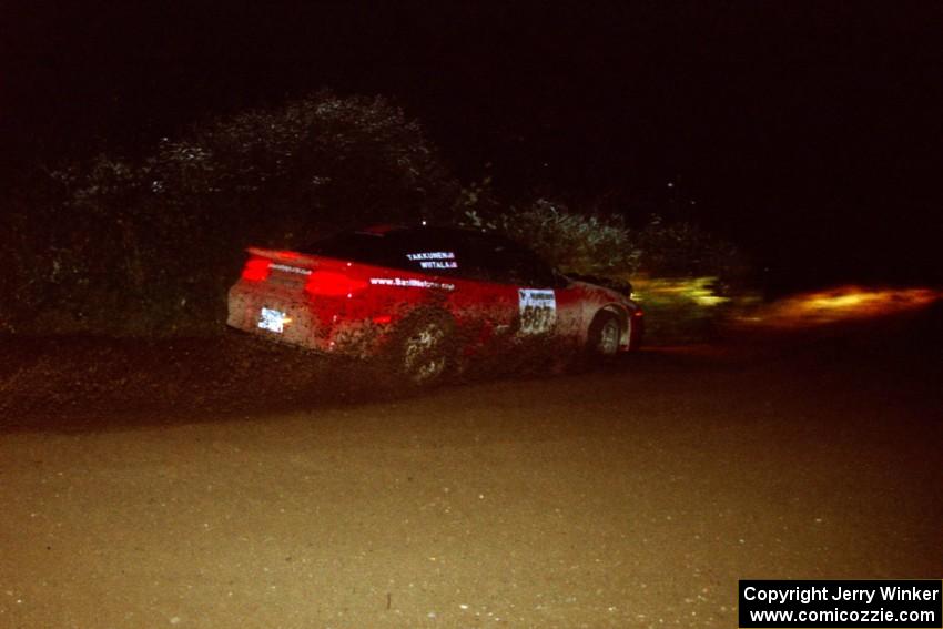 Micah Wiitala / Jason Takkunen Mitsubishi Eclipse GSX drifts through a 90-left on SS7, Blue Trail.