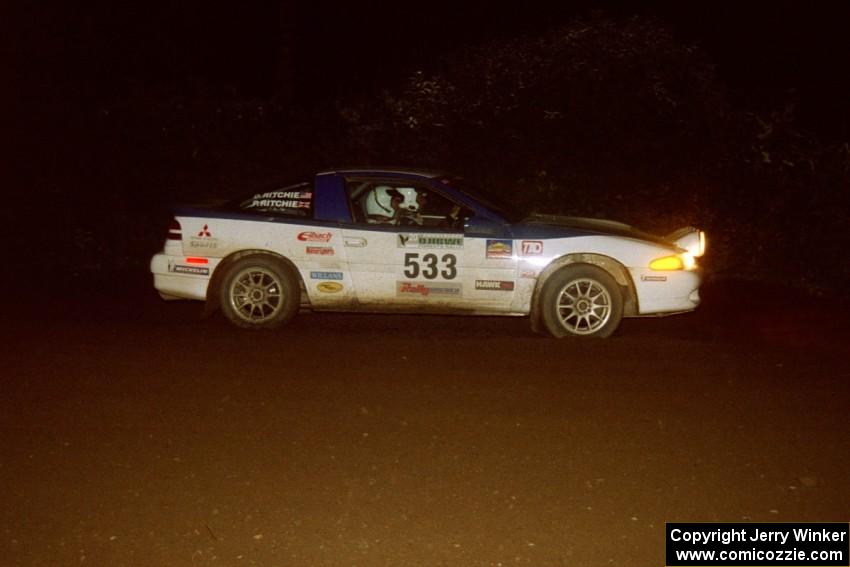 Paul Ritchie / Drew Ritchie Mitsubishi Eclipse GSX drifts through a 90-left on SS7, Blue Trail.