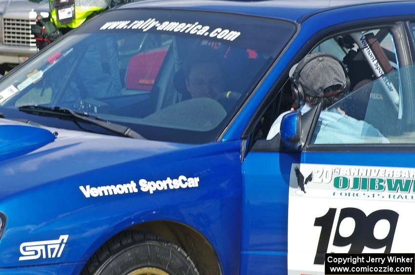 Travis Pastrana / Christian Edstrom Subaru WRX STi at day two parc expose at Bemidji Speedway.