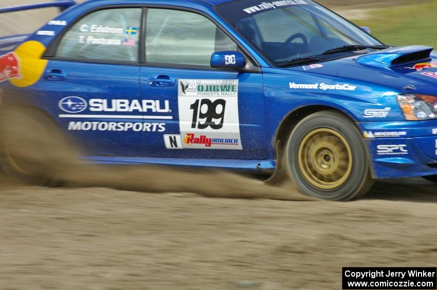 Travis Pastrana / Christian Edstrom Subaru WRX STi tears up the infield at Bemidji Speedway, SS8.