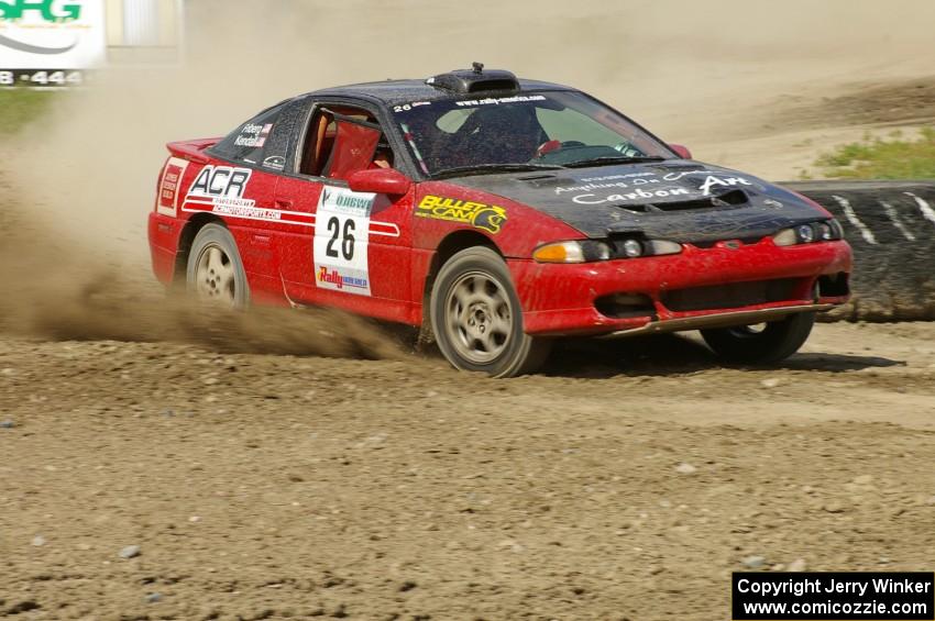 Cary Kendall / Scott Friberg at speed in their Eagle Talon through the infield at the Bemidji Speedway, SS8.