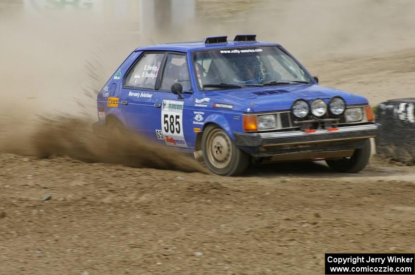 Dave Sterling / Stacy Sterling Dodge Omni GLH drifts through the infield at the Bemidji Speedway, SS8.