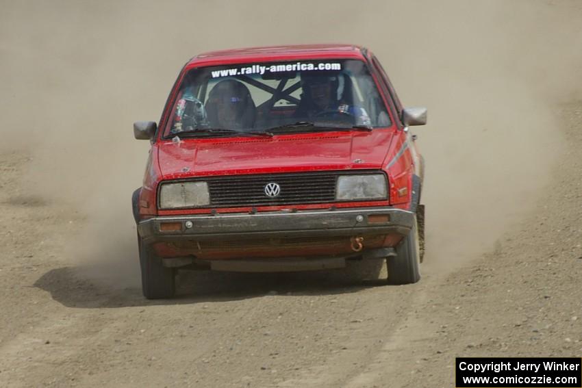 Paul Koll / Matt Wappler VW GTI exits out of the final corner of SS8, Bemidji Speedway.