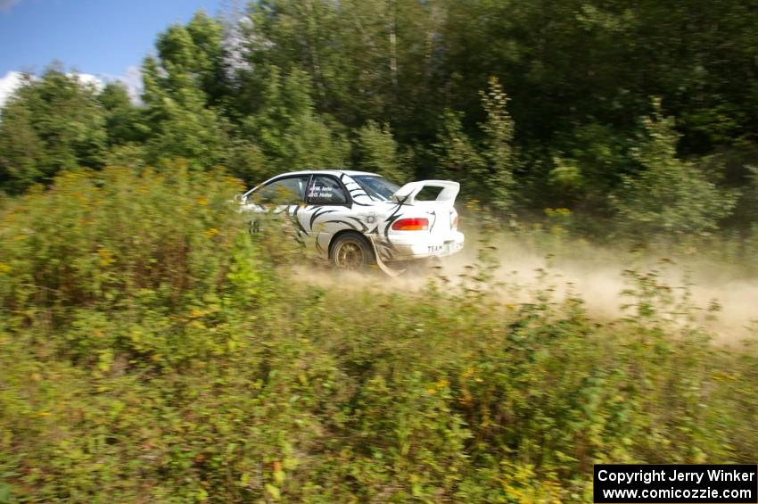 Matt Iorio / Ole Holter at speed on SS10, Chad's Yump, in their Subaru Impreza.