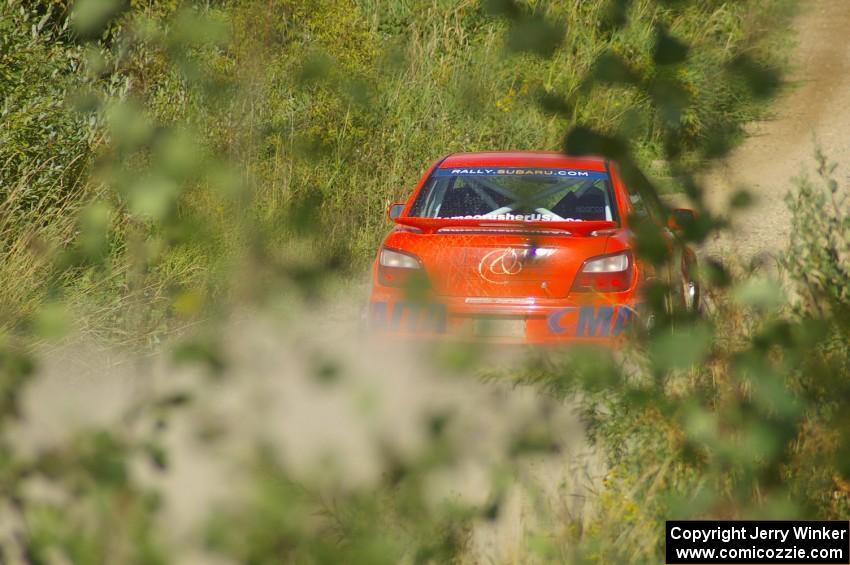 Matthew Johnson / Wendy Nakamoto Subaru WRX blasts down a straight on on SS10, Chad's Yump.