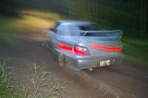 Robert Borowicz / Mariusz Borowicz Subaru WRX STi drifts through the spectator point on SS13, Sockeye Lake.