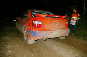 Matthew Johnson / Wendy Nakamoto Subaru WRX leaves the start of SS16, Perkins.