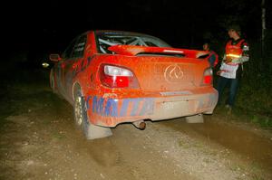 Matthew Johnson / Wendy Nakamoto Subaru WRX leaves the start of SS16, Perkins.