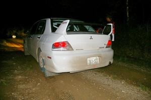 Tim Paterson / John Allen Mitsubishi Lancer Evo VIII leaves the start of SS16, Perkins.