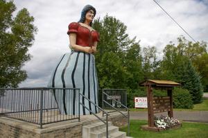 Statue of Lucette Diana Kensack, Paul Bunyan's wife, in Hackensack, MN.