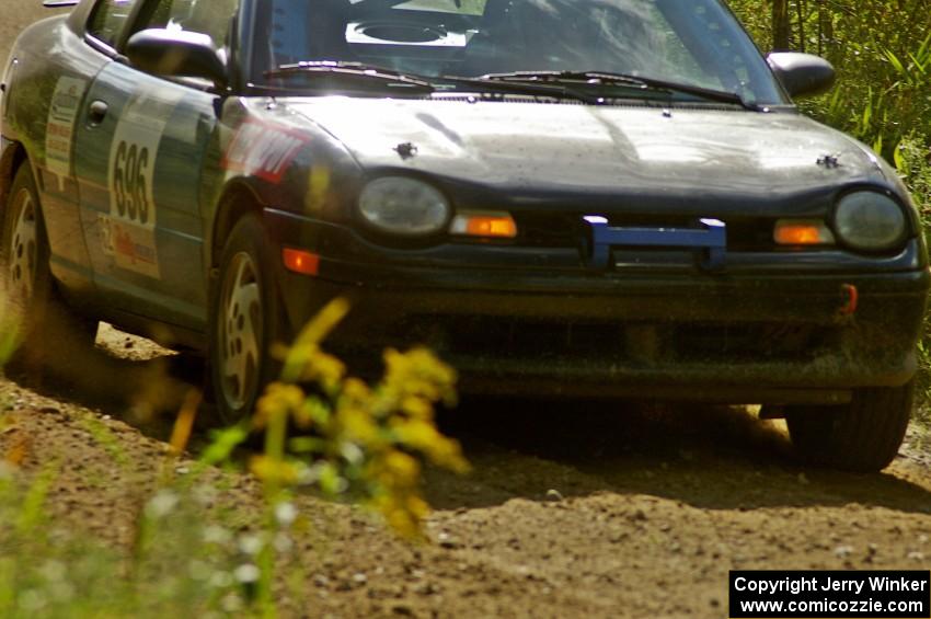 Bryan Holder / Tracy Payeur Plymouth Neon at speed on a straight on SS10, Chad's Yump.