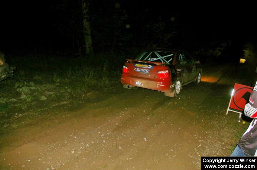 John Cirisan / Josh Hamacher Subaru WRX leaves the start of SS16, Perkins.