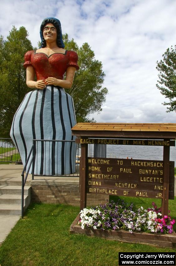 Statue of Lucette Diana Kensack, Paul Bunyan's wife, in Hackensack, MN.