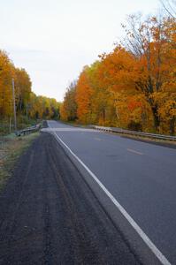 The view of fall colors on Skanee Rd. just to the east of L'Anse, MI