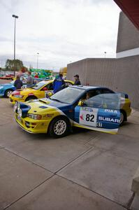 The beautiful Subaru Impreza RS of Joan Hoskinson / Jimmy Brandt on display at parc expose before the rally.