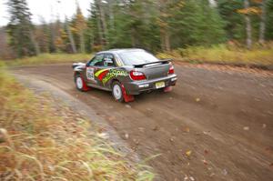 Dave Anton / Alan Ockwell Subaru WRX STi heads uphill near the start of SS1, Herman.