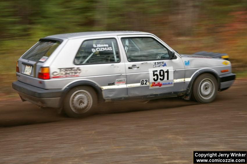 Dave Cizmas / Silas Himes VW GTI heads uphill near the start of SS1, Herman.