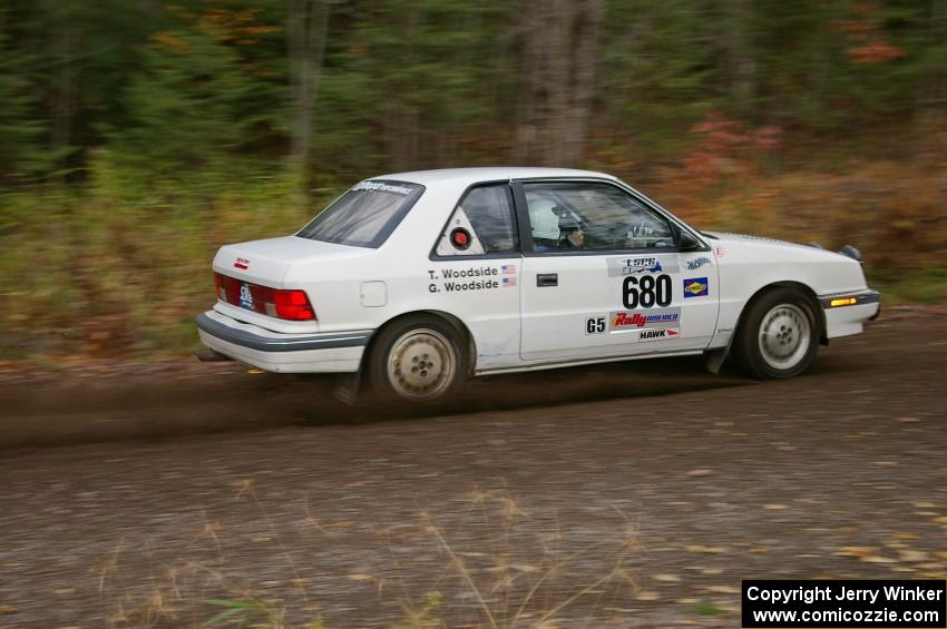 Greg Woodside / Tom Woodside Dodge Shadow Turbo heads uphill near the start of SS1, Herman.