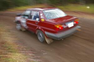 Matt Bushore / Andy Bushore VW Jetta heads uphill near the start of SS1, Herman.