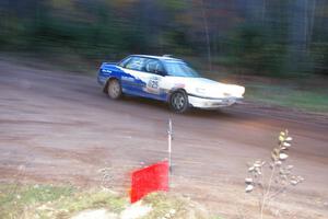 Mike Wray / Don DeRose Subaru Legacy Sport comes across the finish line of SS2, Menge Creek North.