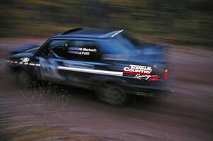 Mike Merbach / Jeff Feldt VW Jetta comes across the finish line of SS2, Menge Creek North.