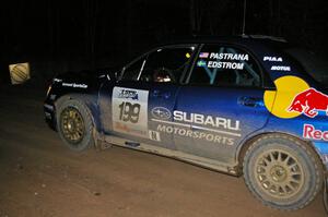 Travis Pastrana / Christian Edstrom Subaru WRX STi heads away from the finish control on Baraga Plains Rd.