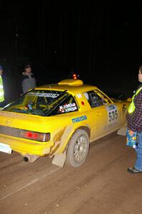 Jake Himes / Matt Himes Mazda RX-7 checks into the finish control of SS4, Baraga Plains.