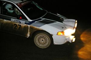 Chris Gilligan / Joe Petersen Mitsubishi Lancer Evo 4 comes into the flying finish of SS6, Herman North.