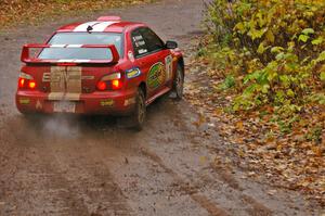 Pat Richard / Nathalie Richard Subaru WRX STi keep tight to the apex at the final corner of Gratiot Lake 1, SS7.