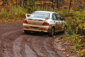 Alfredo De Dominicis / Massimo Daddoveri Mitsubishi Lancer Evo 7 through the final corner of Gratiot Lake 1, SS7.