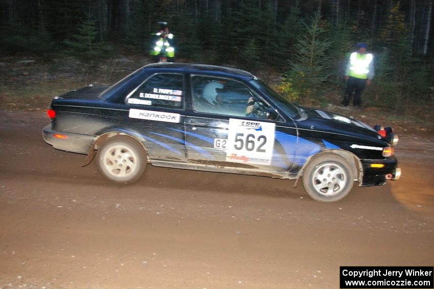 Brian Dondlinger / Dave Parps Nissan Sentra SE-R comes through the flying finish of SS2, Menge Creek North.