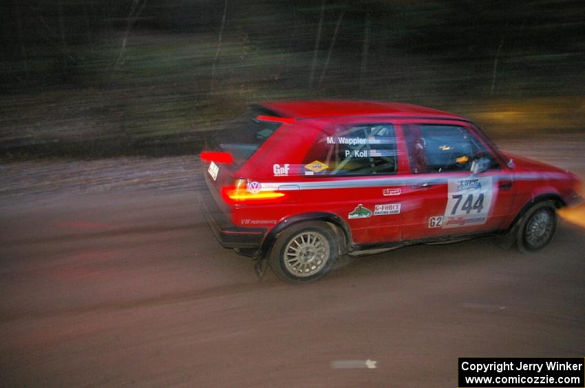 Paul Koll / Matt Wappler VW GTI come into the flying finish of SS2, Menge Creek North.