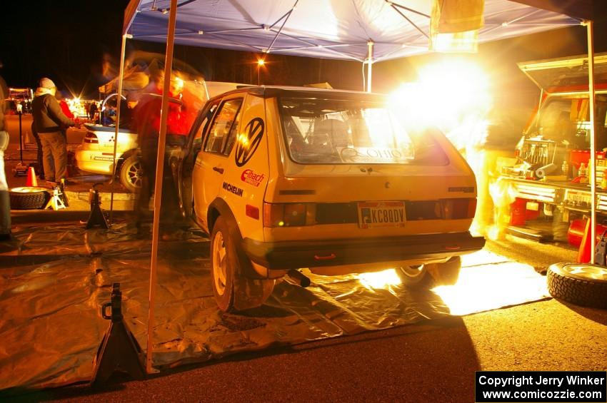 Brett Fairbanks / Chris Greenhouse VW Rabbit at the first service in L'Anse, MI.