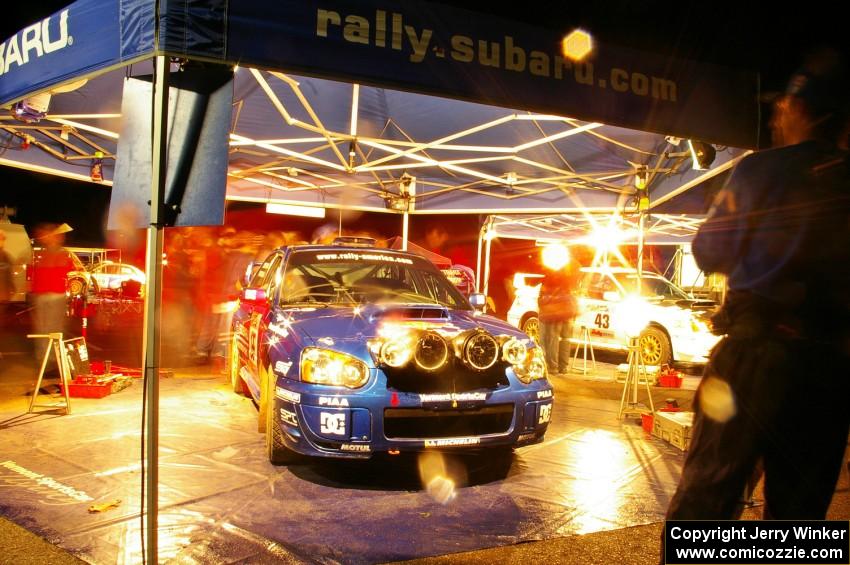 Travis Pastrana / Christian Edstrom Subaru WRX STi at the second L'Anse service.