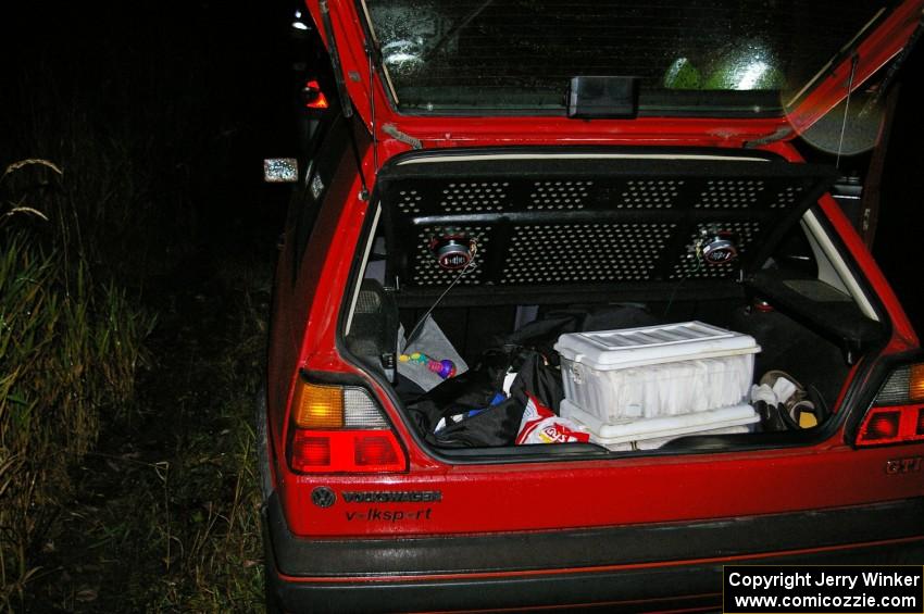 The back end of the ComicOzzie Rallysport Photography GTI before the second running of the Herman stage.