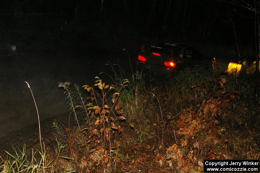 Pat Richard / Nathalie Richard Subaru WRX comes into the flying finish of SS6, Herman North.