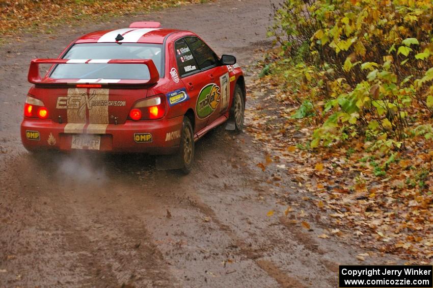 Pat Richard / Nathalie Richard Subaru WRX STi keep tight to the apex at the final corner of Gratiot Lake 1, SS7.