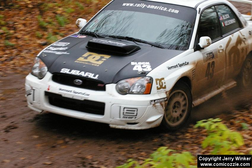 Ken Block / Alex Gelsomino Subaru WRX STi set up for the final hard right at the finish of Gratiot Lake 1, SS7.