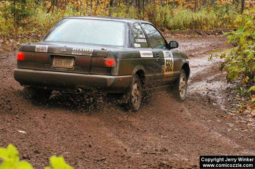 Brian Dondlinger / Dave Parps drift their Nissan Sentra SE-R through the final corner of Gratiot Lake 1, SS7.