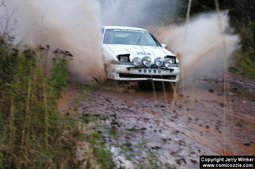 Matt Huuki / Brent Nahri Eagle Talon hits the final big puddle at the end of Gratiot Lake 2, SS14, at speed.