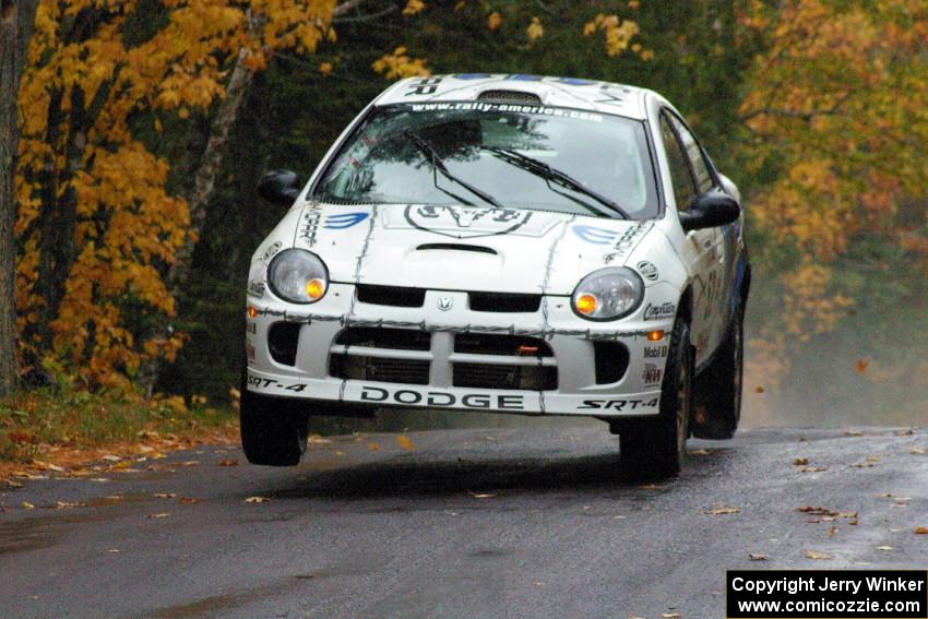 Doug Shepherd / Pete Gladysz Dodge SRT-4 at the midpoint jump on Brockway, SS10.