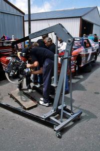 Gary St. Amant's Ford Thunderbird gets a fresh engine in the paddock