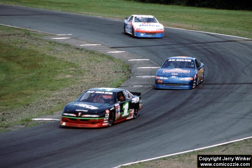 Jay Sauter's Chevy Lumina, Bob Senneker's Ford Thunderbird and Ken Schrader's Chevy Lumina