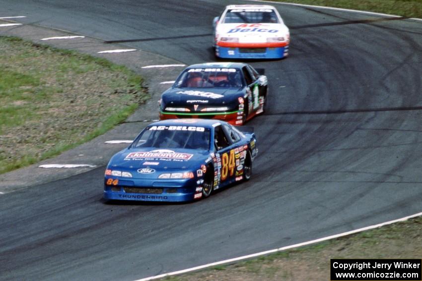 Bob Senneker's Ford Thunderbird, Jay Sauter's Chevy Lumina and Ken Schrader's Chevy Lumina