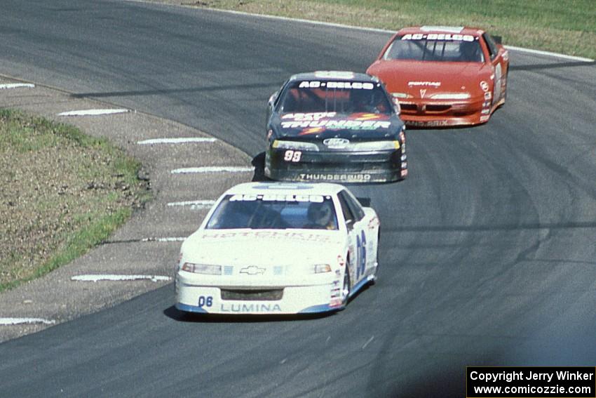 Leighton Reese's Chevy Lumina, Dick Trickle's Ford Thunderbird and Mike Miller's Pontiac Grand Prix