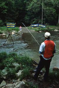 Getting in a little fishing before the stage's start.