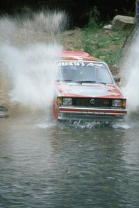 Carlos Arrieta, Sr. / Carlos Arrieta, Jr. VW Rabbit finishes SS1, Stony Crossing.